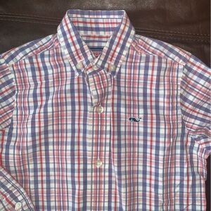 VINEYARD VINES Shirt Long Sleeve Button Down Boys 3T Toddler red purple plaid
